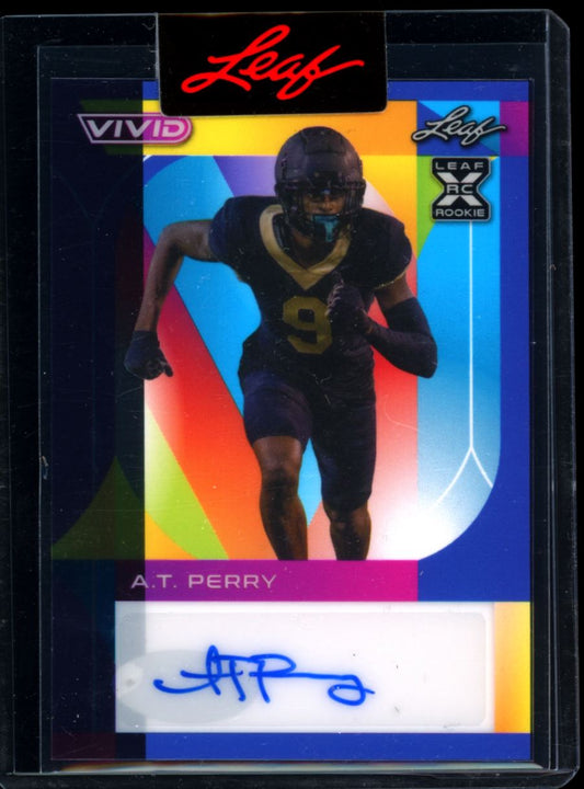 A.T. Perry Pre-Production Proof 1/1 2023 Leaf Vivid Football Rookie Autograph Card #