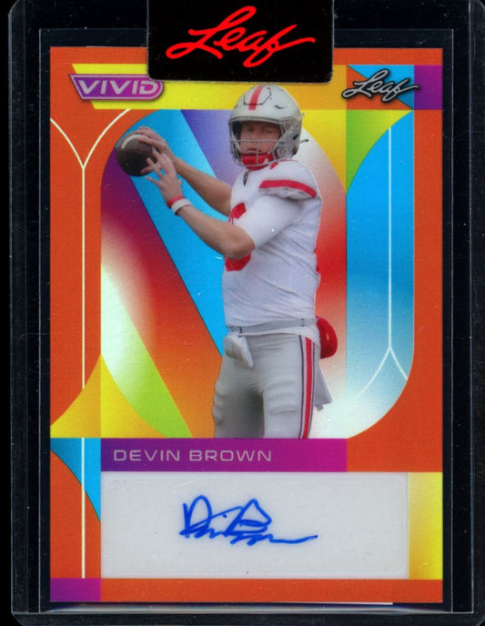 Devin Brown Pre-Production Proof 1/1 2023 Leaf Vivid Football Autograph Card