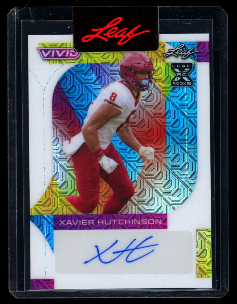 Xavier Hutchinson Pre-Production Proof 1/1 2023 Leaf Vivid Football Rookie Autograph
