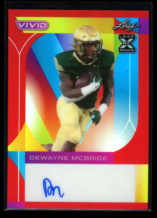 Dewayne Mcbride Red 1/8 2023 Leaf Vivid Football Rookie Autograph Card #BA-DMB