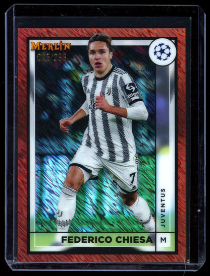 Federico Chiesa Red Shimmer 095/299 2023 Merlin Chrome UEFA Club Competitions Card # 81