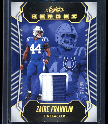 Zaire Franklin Heros 63/99 2023 Panini Absolute Card # AH-24