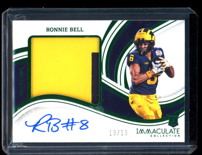 Ronnie Bell Green RPA 13/13 2023 Panini Immaculate Collegiate Rookie Autograph Card # PPRA-ROB