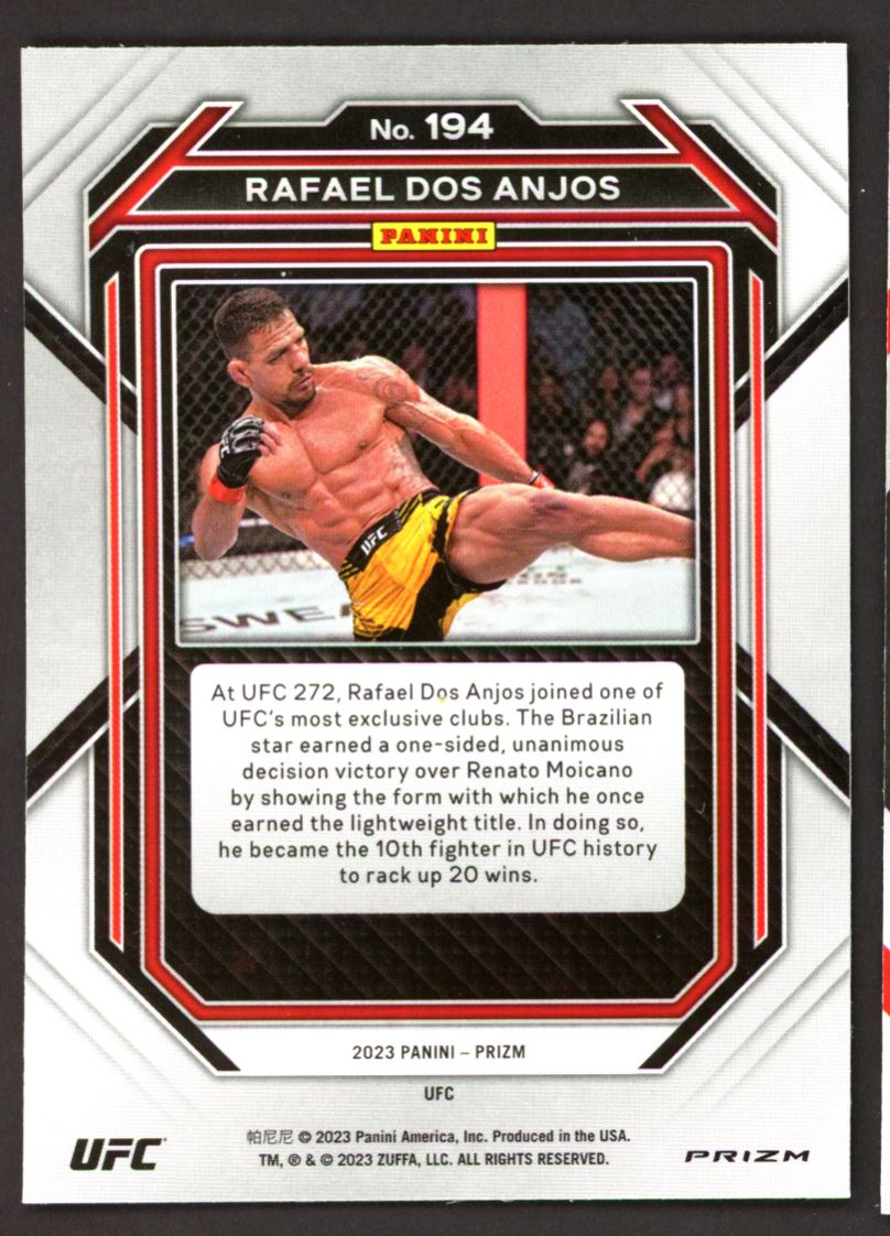 Rafael Dos Anjos Cracked Ice 2023 Panini Prizm UFC Card # 194