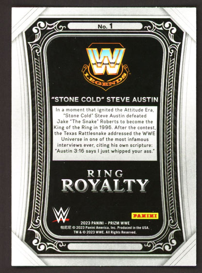 Stone Cold Steve Austin Ring Royalty 2023 Panini Prizm WWE Card # 1