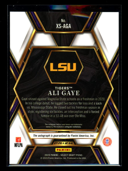 Ali Gaye X-Factor 2023 Panini Select Draft Picks Rookie Autograph Card # XS-AGA