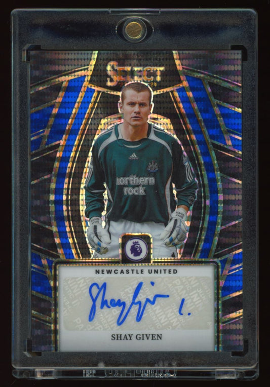 Shay Given Blue Pulsar Prizm 2023 Panini Select Premier League Autograph Card # SS-SGN