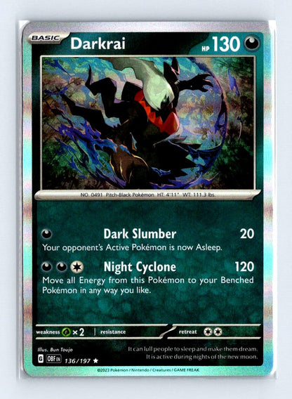 Darkrai Holo 2023 Scarlet & Violet Series - Obsidian Flames Card # 136
