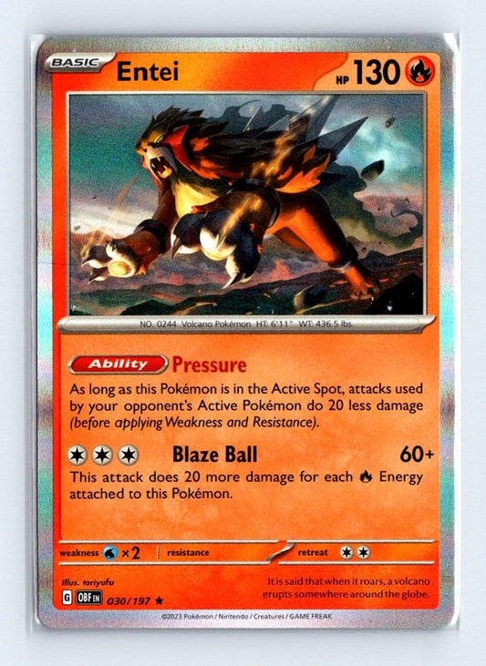 Entei Holo 2023 Scarlet & Violet Series - Obsidian Flames Card # 30