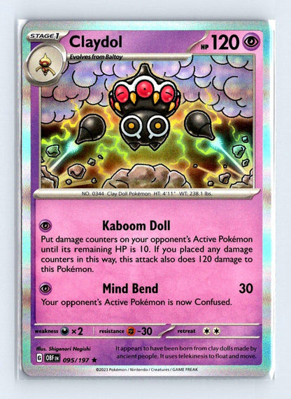 Claydol Holo 2023 Scarlet & Violet Series - Obsidian Flames Card # 95