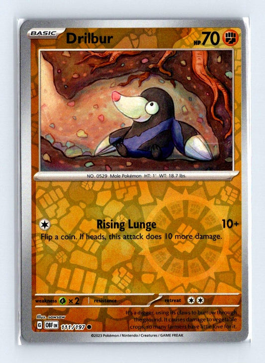 Drilbur Reverse Holo 2023 Scarlet & Violet Series - Obsidian Flames Card # 111