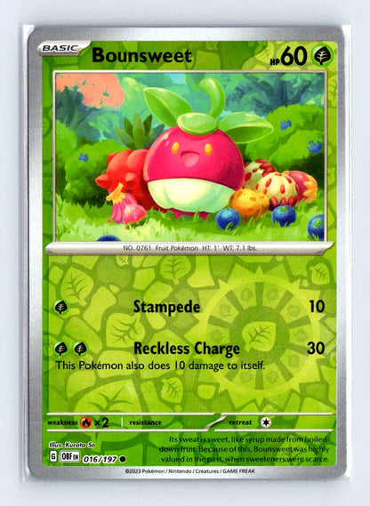 Bounsweet Reverse Holo 2023 Scarlet & Violet Series - Obsidian Flames Card # 16