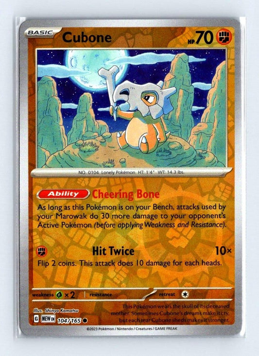Cubone Reverse Holo 2023 Scarlet & Violet Series - Scarlet & Violet - 151 Card # 104