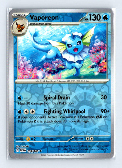 Vaporeon Reverse Holo 2023 Scarlet & Violet Series - Scarlet & Violet - 151 Card # 134
