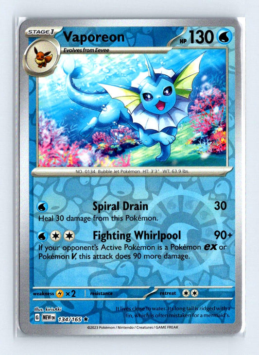 Vaporeon Reverse Holo 2023 Scarlet & Violet Series - Scarlet & Violet - 151 Card # 134