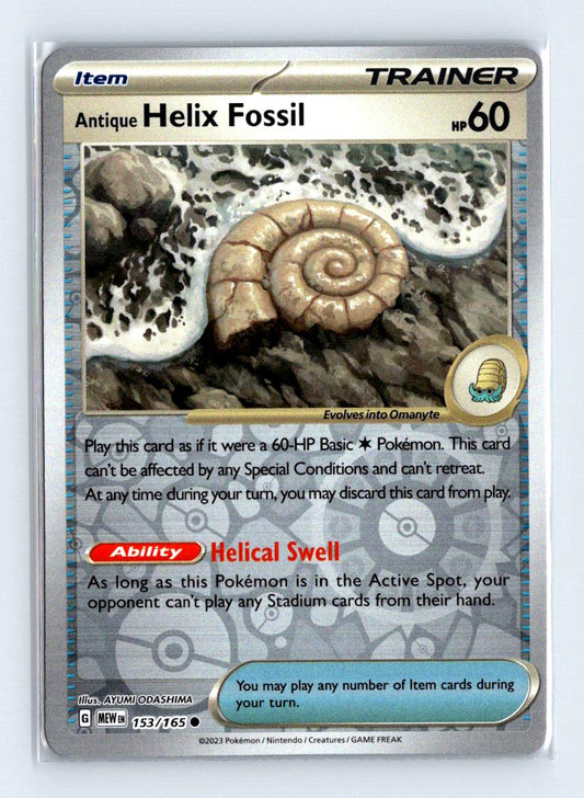 Antique Helix Fossil Reverse Holo 2023 Scarlet & Violet Series - Scarlet & Violet - 151 Card # 153