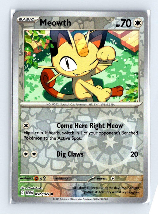 Meowth Reverse Holo 2023 Scarlet & Violet Series - Scarlet & Violet - 151 Card # 52