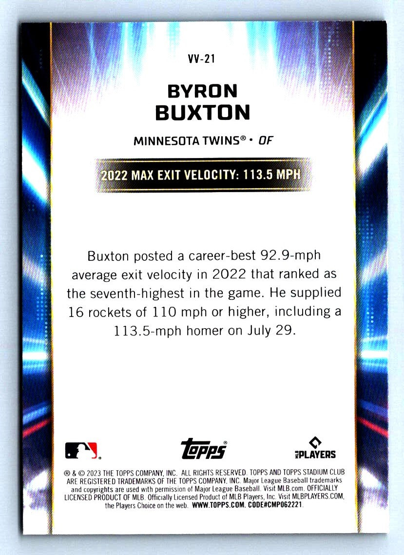 Byron Buxton 2023 Stadium Club Virtuosos of Velocity Card # VV-21