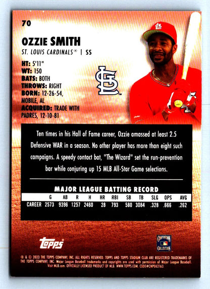 Ozzie Smith 2023 Stadium Club Card # 70