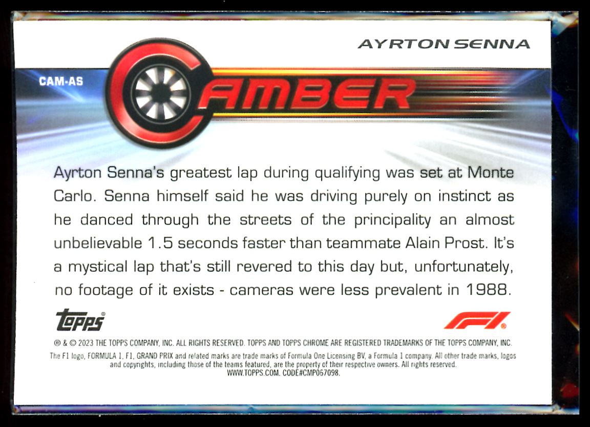 Ayrton Senna (B) Camber 2023 Topps Chrome F1 Card # CAM-AS