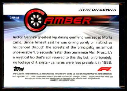 Ayrton Senna Camber 2023 Topps Chrome F1 Card # CAM-AS