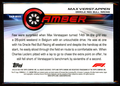 Max Verstappen Camber 2023 Topps Chrome F1 Card # CAM-MVIII