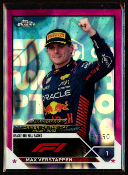 Max Verstappen Pink /250 2023 Topps Chrome F1 Card # 170