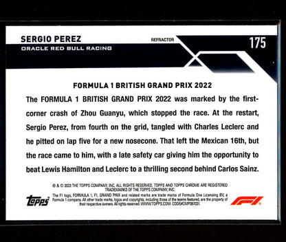 Sergio Perez Refractor 2023 Topps Chrome F1 Card # 175