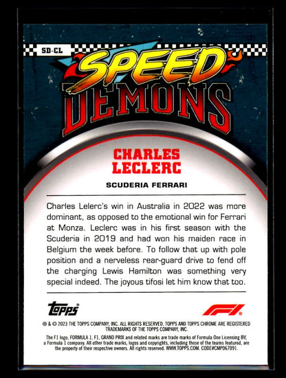 Charles Leclerc Speed Demons 2023 Topps Chrome F1 Card # SD-CL