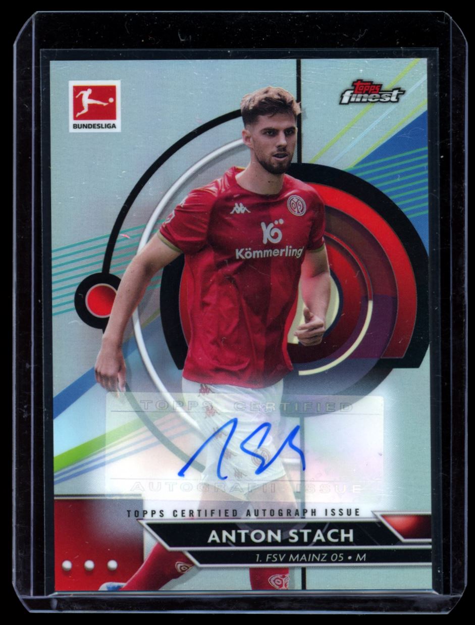 Anton Stach 2023 Topps Finest Bundesliga Chrome Autograph Card # 104