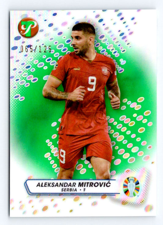 Aleksandar Mitrovic (c) Green /125 2023 Topps Pristine Road To UEFA Euro 2024 Card # 155