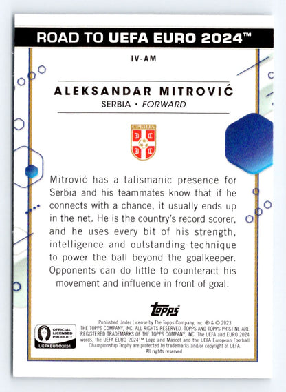 Aleksandar Mitrovic (b) 2023 Topps Pristine Road To UEFA Euro 2024 Card # IV-AM