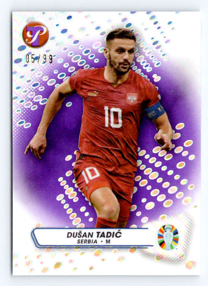 Dusan Tadic Purple /99 2023 Topps Pristine Road To UEFA Euro 2024 Card # 159