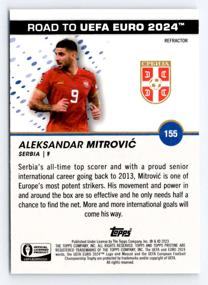 Aleksandar Mitrovic Refractor 2023 Topps Pristine Road To UEFA Euro 2024 Card # 155