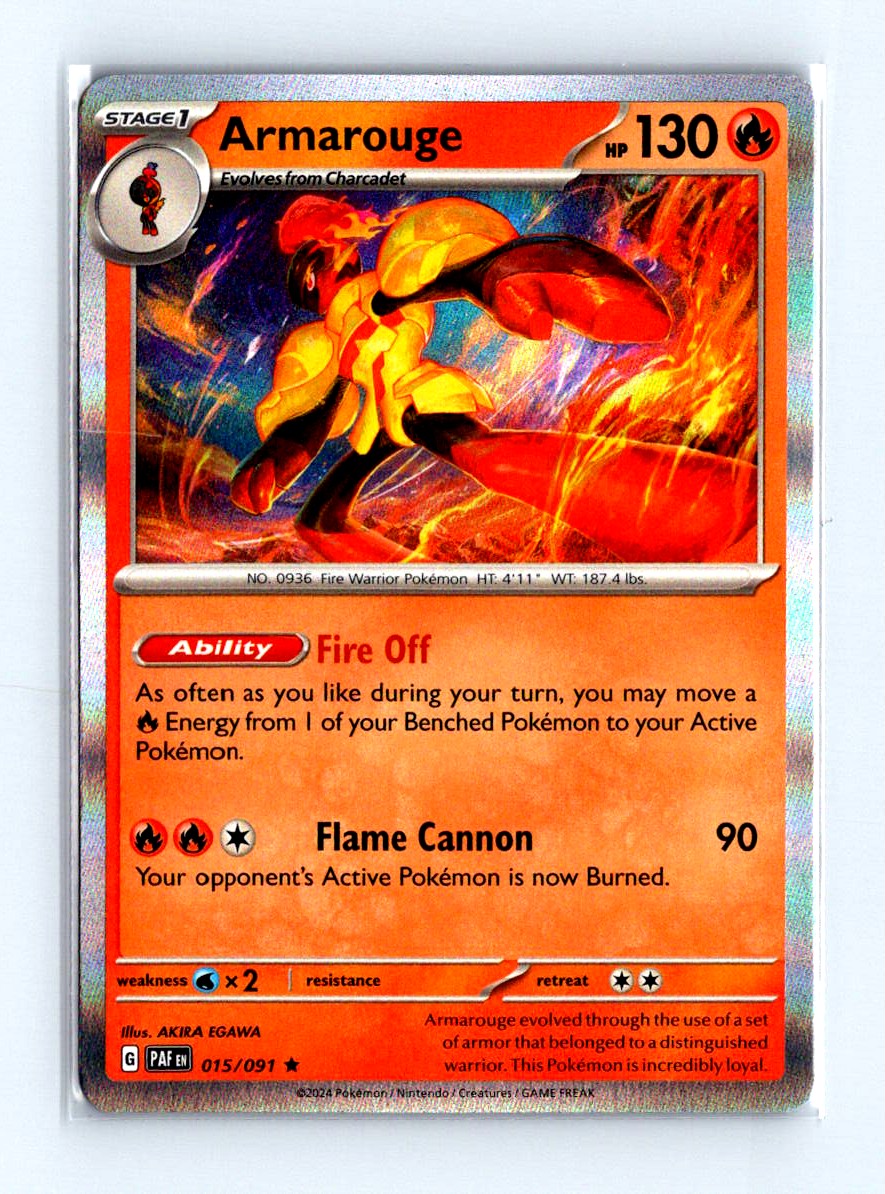 Armarouge Holo 2024 Scarlet & Violet Series - Paldean Fates Card # 015/091