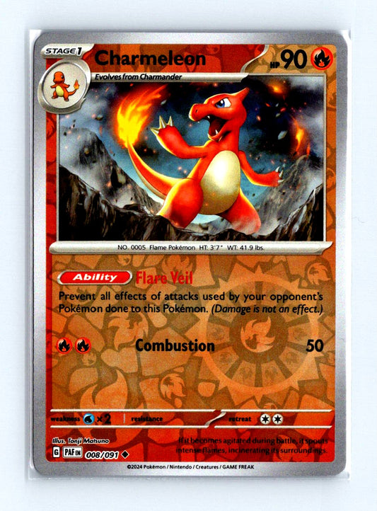 Charmeleon Reverse Holo 2024 Scarlet & Violet Series - Paldean Fates Card # 008/091