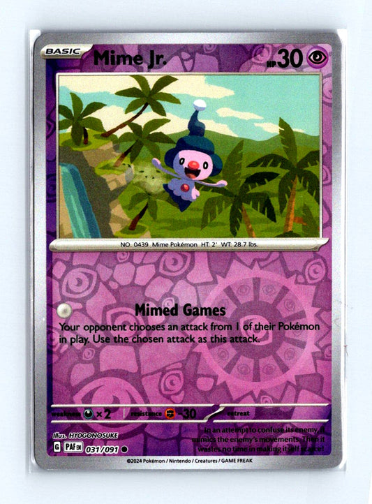 Mime Jr. Reverse Holo 2024 Scarlet & Violet Series - Paldean Fates Card # 031/091