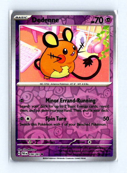 Dedenne Reverse Holo 2024 Scarlet & Violet Series - Paldean Fates Card # 036/091