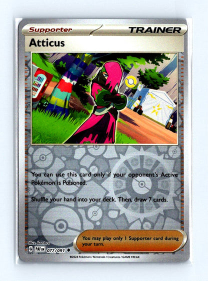 Atticus Reverse Holo 2024 Scarlet & Violet Series - Paldean Fates Card # 077/091