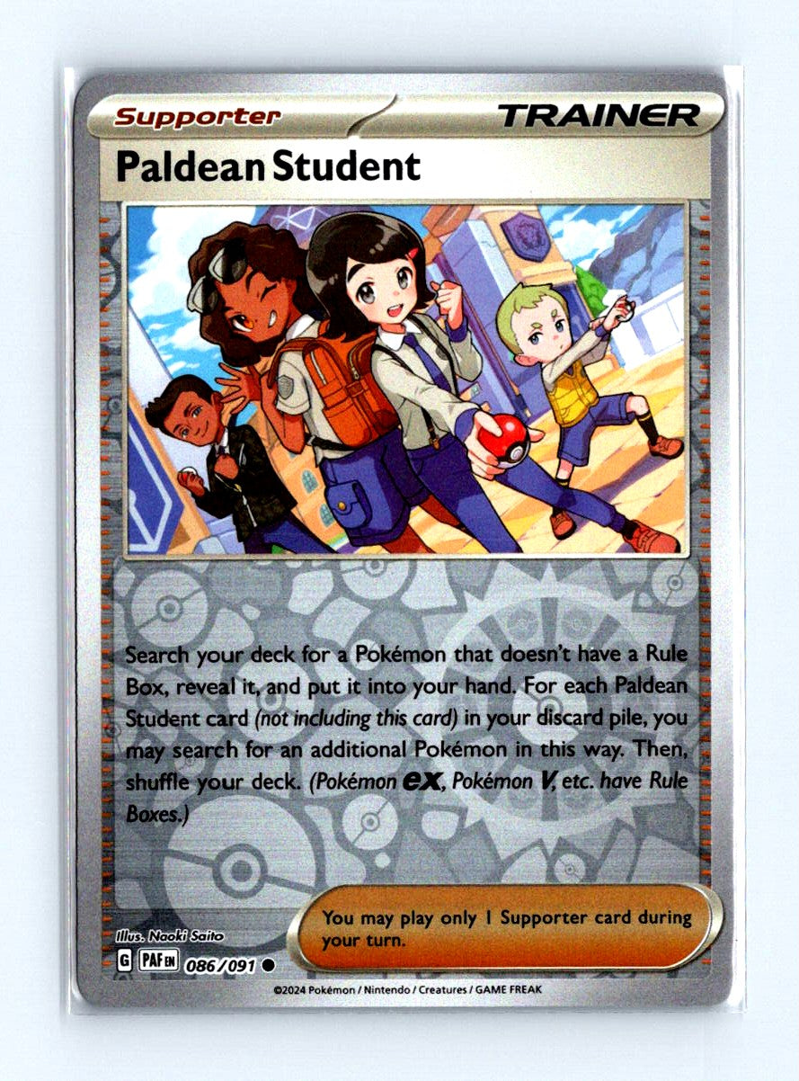 Paldean Student Reverse Holo 2024 Scarlet & Violet Series - Paldean Fates Card # 086/091