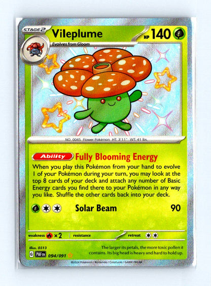 Vileplume Shiny Holo 2024 Scarlet & Violet Series - Paldean Fates Card # 094/091