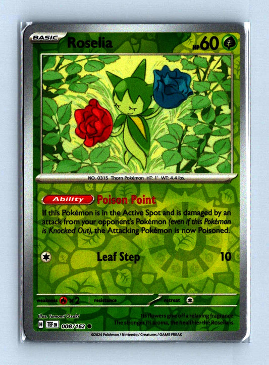 Roselia Reverse Holo 2024 Scarlet and Voilet - Temporal Forces Card # 008/162