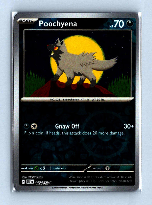 Poochyena Reverse Holo 2024 Scarlet and Voilet - Temporal Forces Card # 105/162