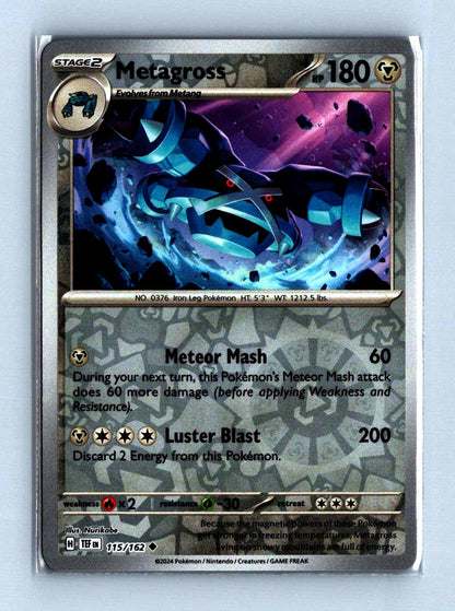 Metagross Reverse Holo 2024 Scarlet and Voilet - Temporal Forces Card # 115/162