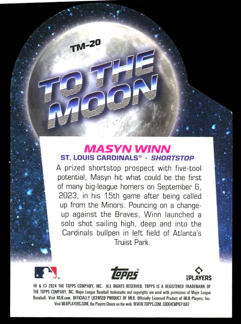 Masyn Winn Die-Cut 2024 Topps Big League Baseball To The Moon Rookie Card # TN-20