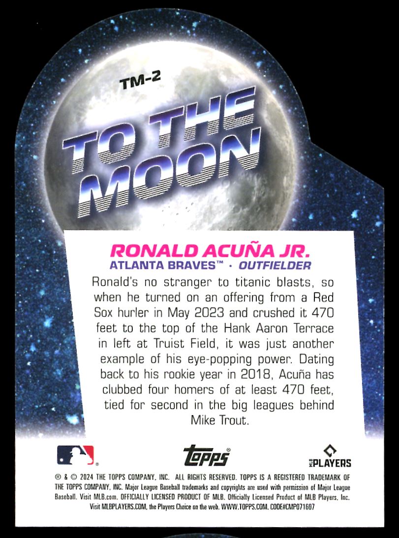 Ronald Acuna Jr Die-Cut 2024 Topps Big League Baseball To The Moon Card # TN-2