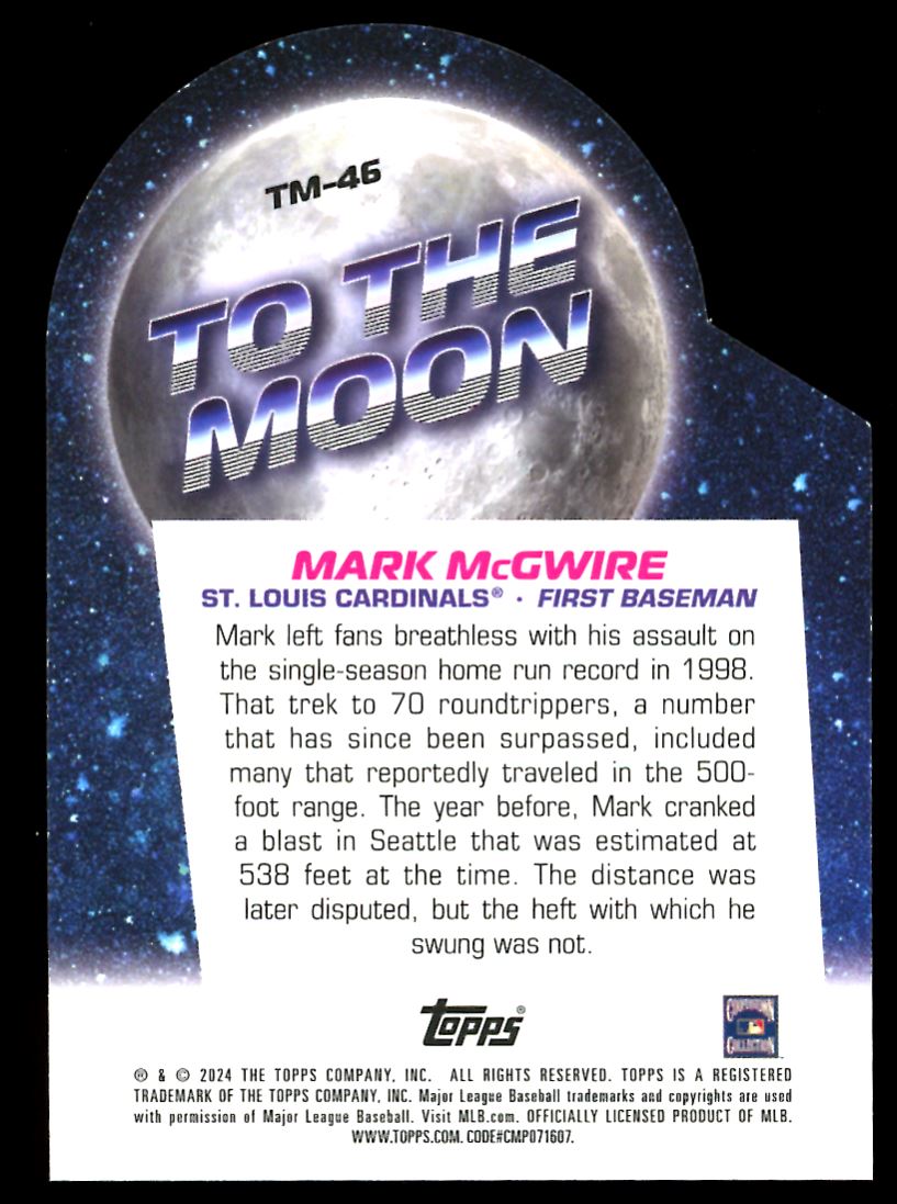 Mark McGwire Die-Cut 2024 Topps Big League Baseball To The Moon Card # TN-45