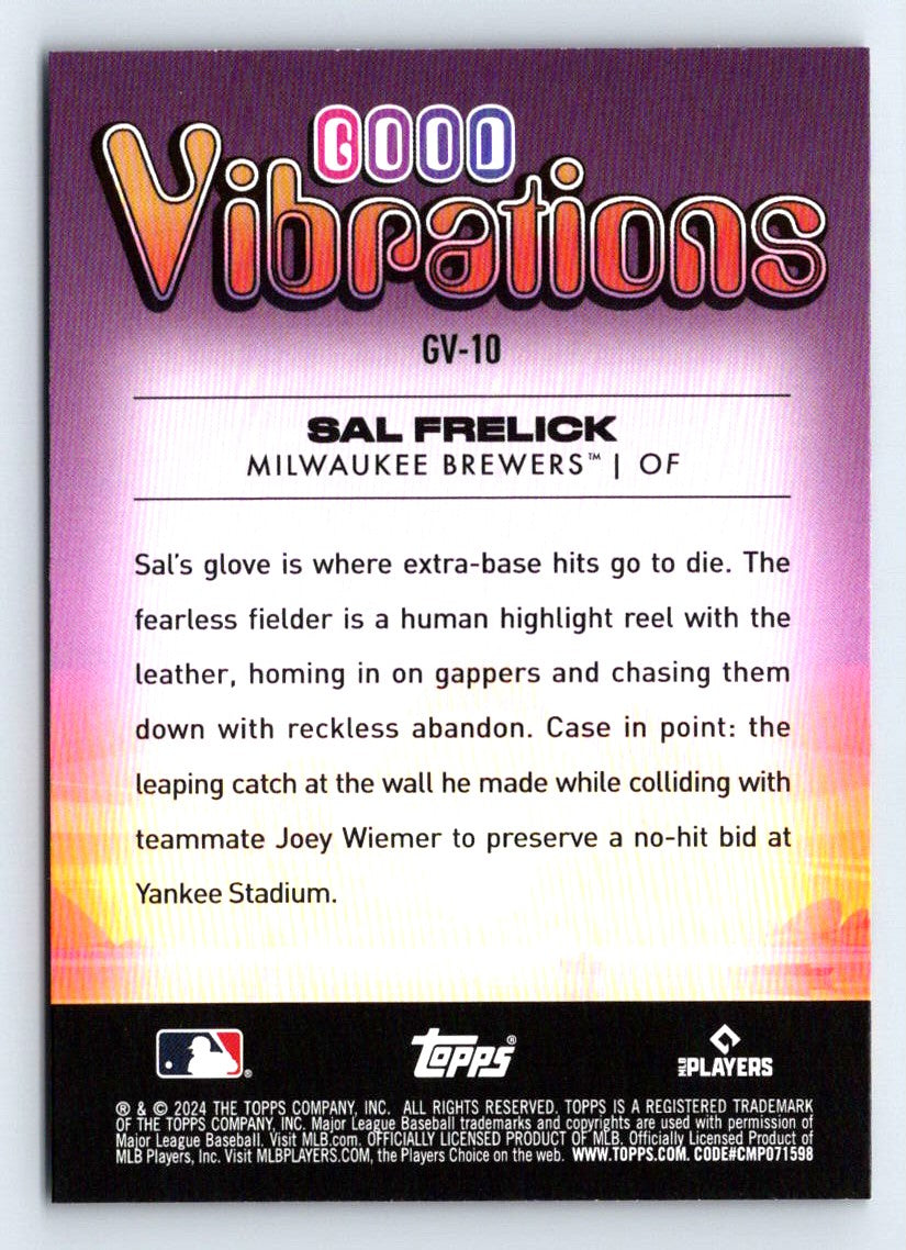 Sal Frelick Good Vibrations 2024 Topps Big League Baseball Rookie Card # GV-10