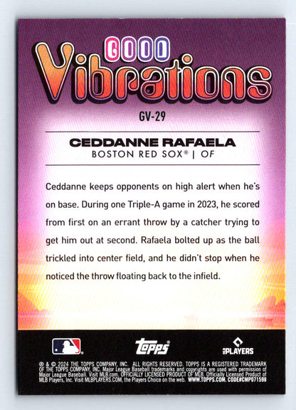 Ceddanne Rafaela Good Vibrations 2024 Topps Big League Baseball Rookie Card # GV-29