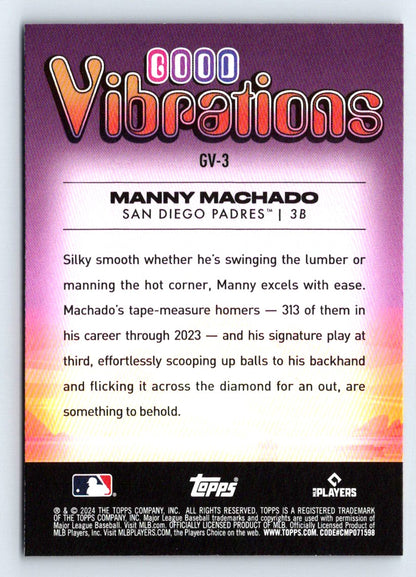 Manny Machado Good Vibrations 2024 Topps Big League Baseball Card # GV-3